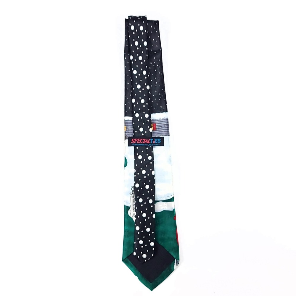 Specialties Hallmark Mens Christmas Golf Santa Sleigh Holiday‎ Tie Green Red - Picture 4 of 6